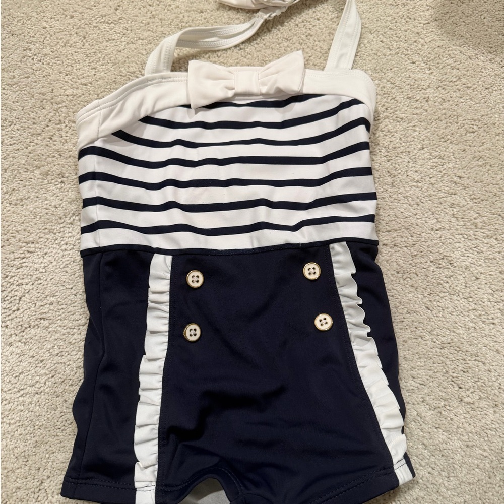 Navy and White Striped Janie and Jack girl Swimsuit